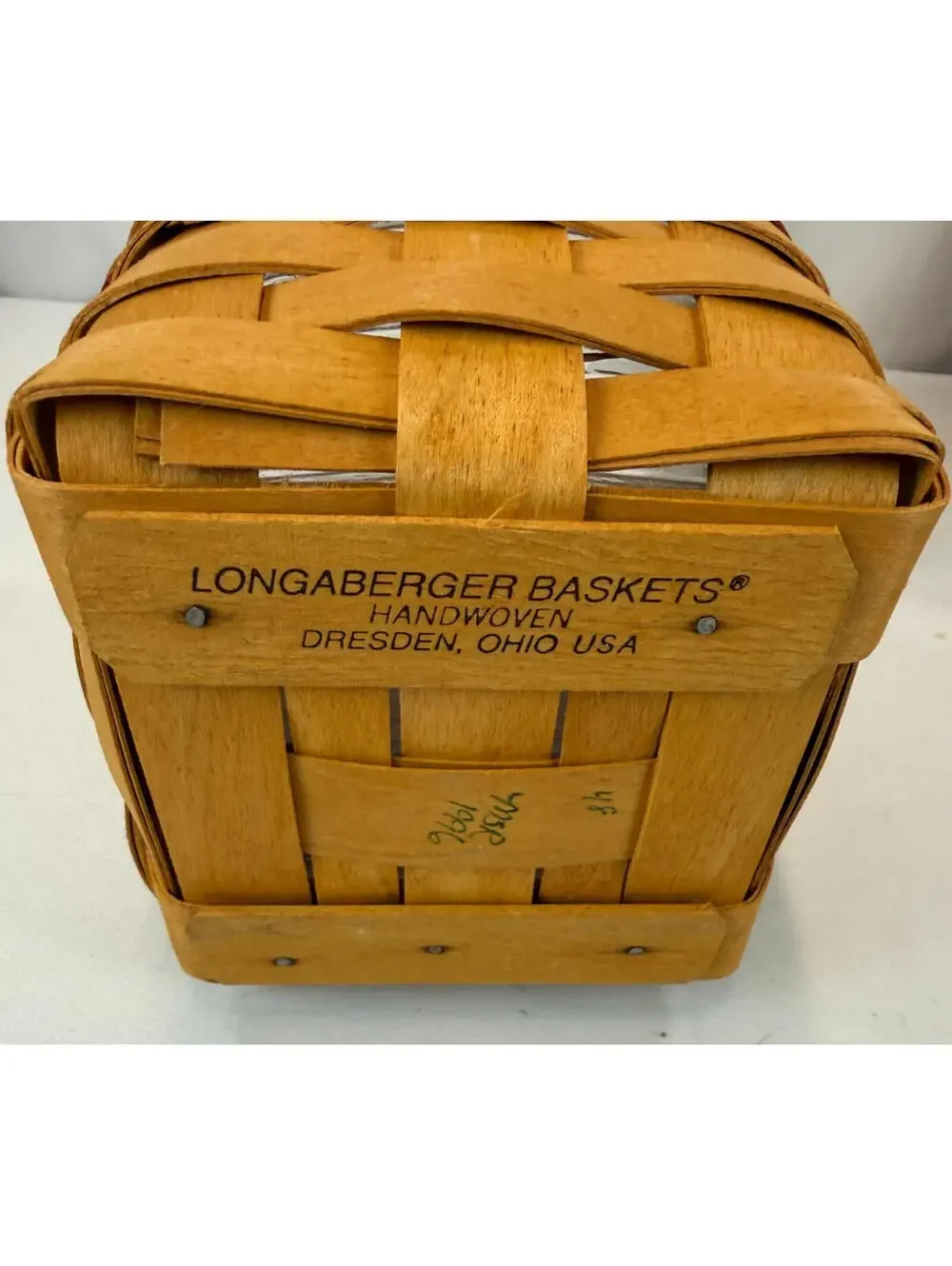 1996 Longaberger Medium Spoon Basket w/Red Trim & Protector Handwoven USA
